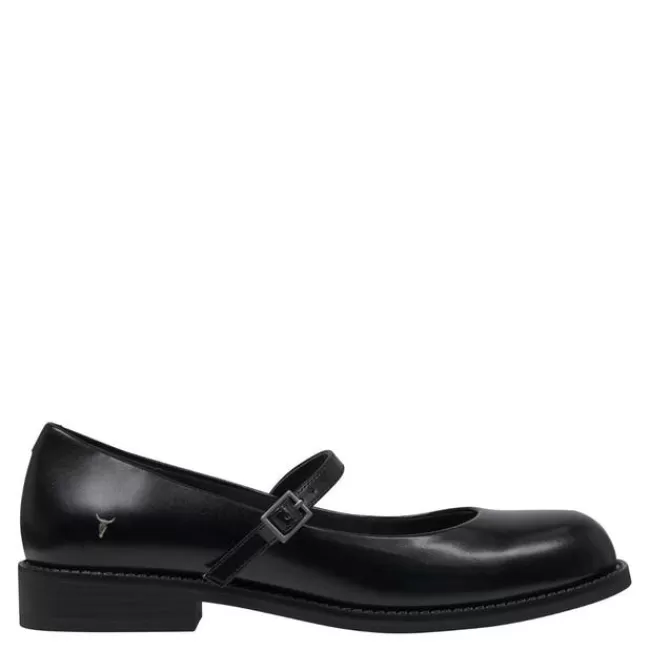 Windsor Smith Flats*APHRODITE BLACK LEATHER FLATS