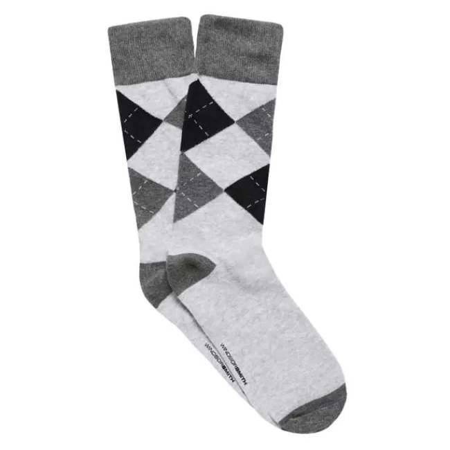 Windsor Smith Socks*ARGYLE MENS DRESS SOCK GREY MARLE