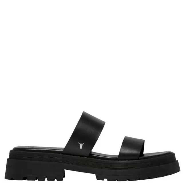 Windsor Smith Chunky Sandals*LASER BLACK LEATHER SANDALS