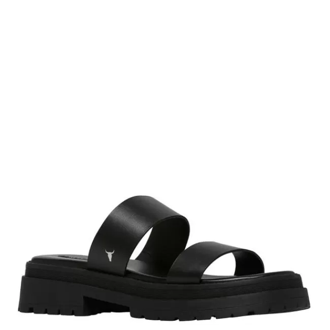 Windsor Smith Chunky Sandals*LASER BLACK LEATHER SANDALS