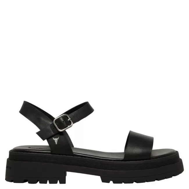 Windsor Smith Chunky Sandals*LINGER BLACK LEATHER SANDALS