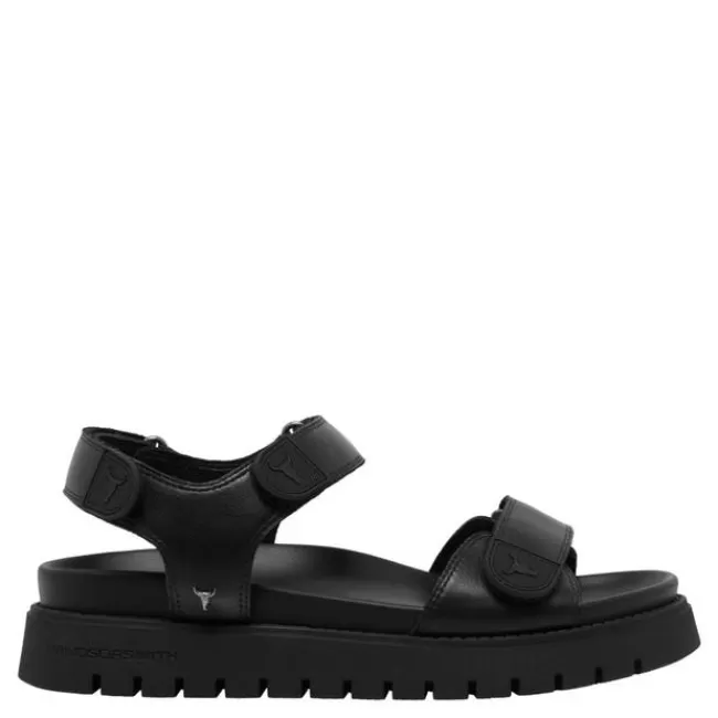 Windsor Smith Flat Sandals*MIDSUMMER BLACK LEATHER SANDALS