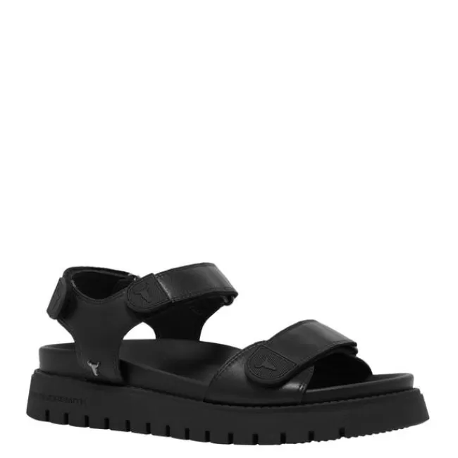 Windsor Smith Flat Sandals*MIDSUMMER BLACK LEATHER SANDALS