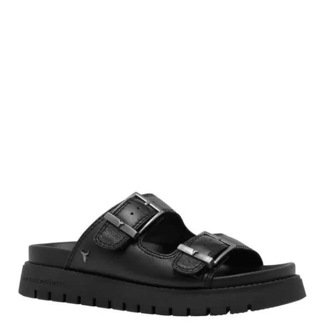 Windsor Smith Flat Sandals*MOOD BLACK LEATHER SANDALS