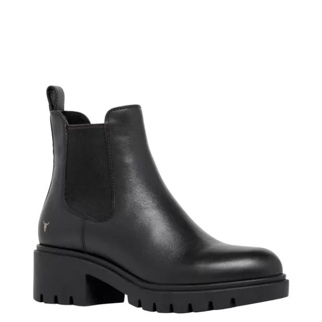 Windsor Smith Low Heel Boots*OBSESS BLACK LEATHER BOOTS