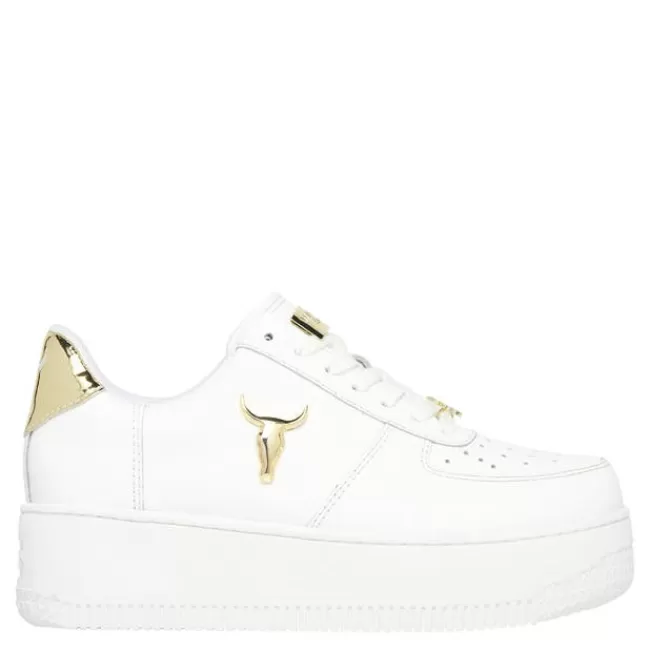 Windsor Smith Platform Sneakers*RICH WHITE LEATHER GOLD METALLIC SNEAKERS