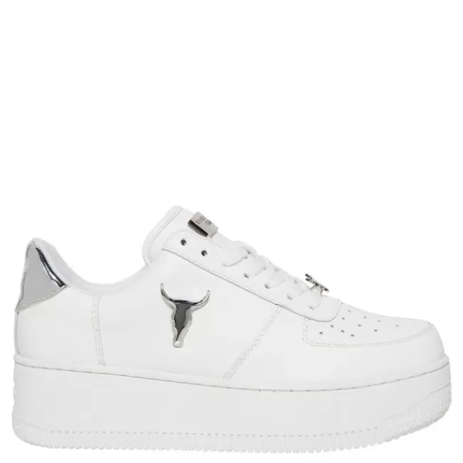 Windsor Smith Platform Sneakers*RICH WHITE LEATHER SILVER METALLIC SNEAKERS