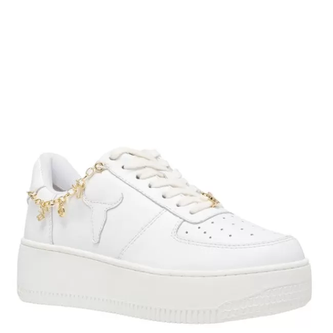 Windsor Smith Platform Sneakers*ROSES WHITE LEATHER GOLD SNEAKERS