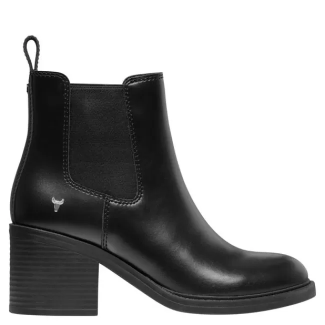 Windsor Smith Mid Heel Boots*VARSITY BLACK LEATHER BOOTS