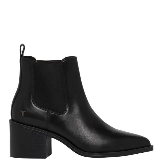 Windsor Smith Mid Heel Boots*WONDER BLACK LEATHER BOOTS